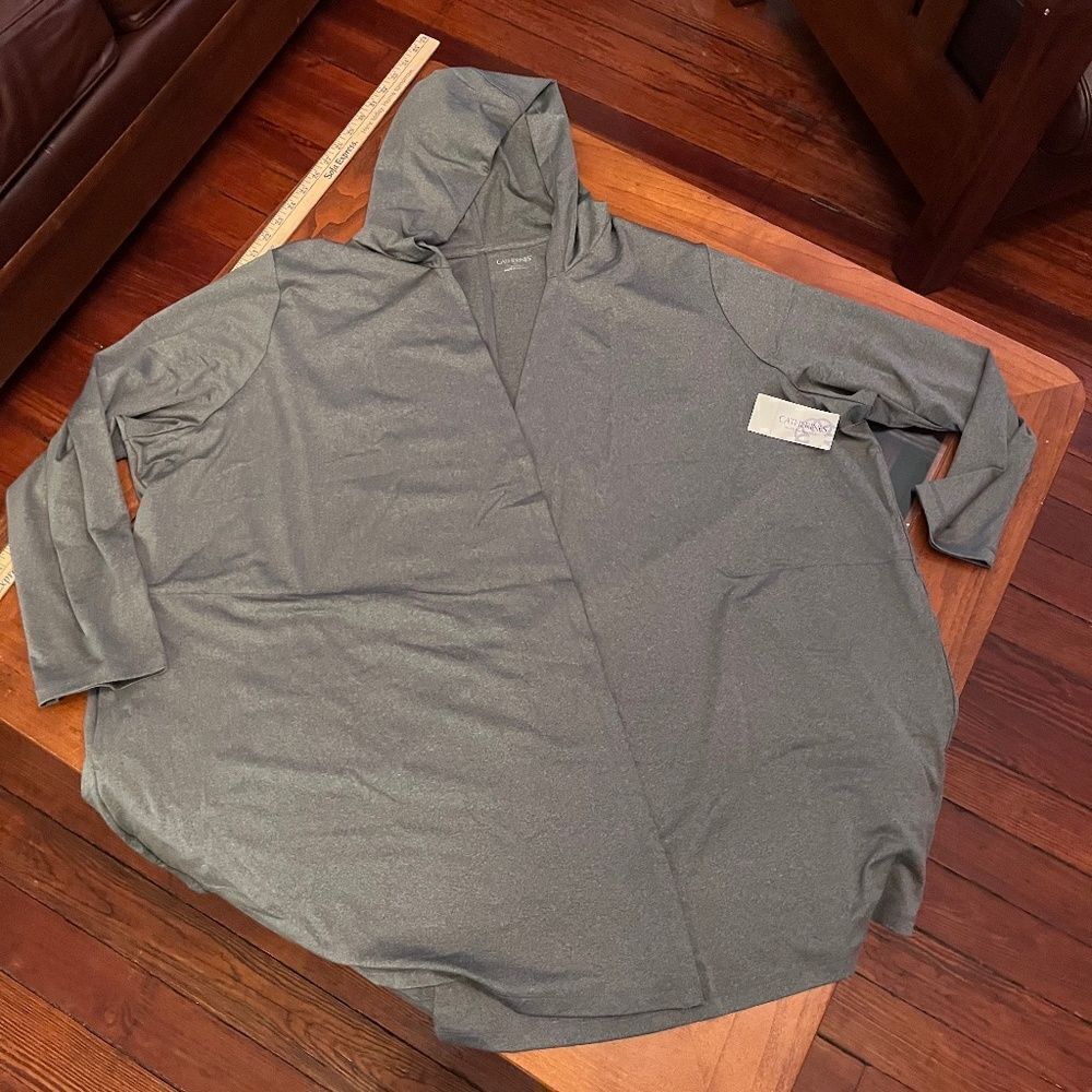 NEW Catherines 4XL Gray Jacket Cardigan 2 pockets